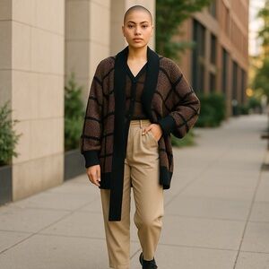 Vintage Hand Knit Ellen Tracy Long Cardigan Sweater Coat